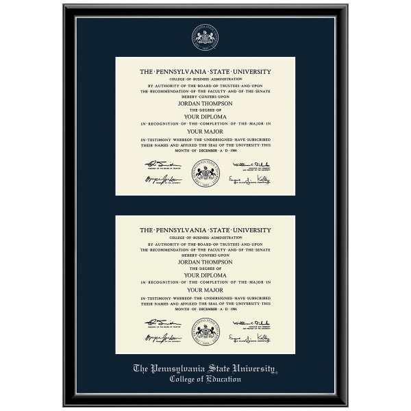 #102 College of Education double diploma frame Onexa Silver (Black)